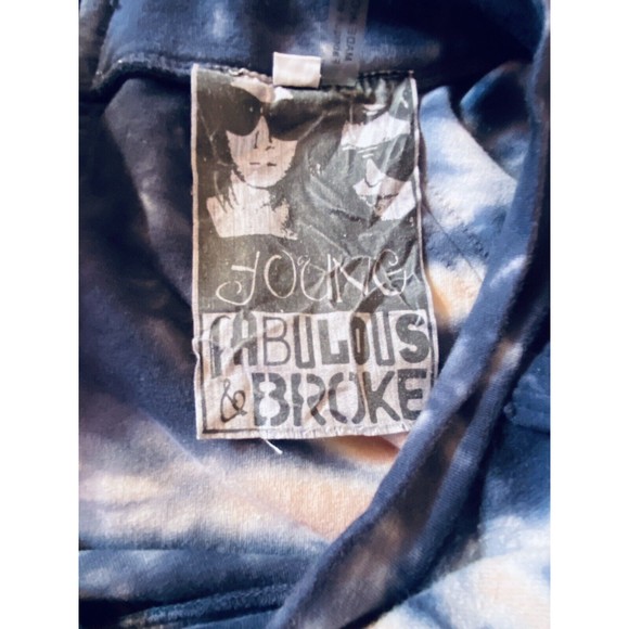 YFB Young Fabulous & Broke Sweatshirt Pink/Blue Tie Dye 1/4 Zip Back Sz M - Picture 4 of 10